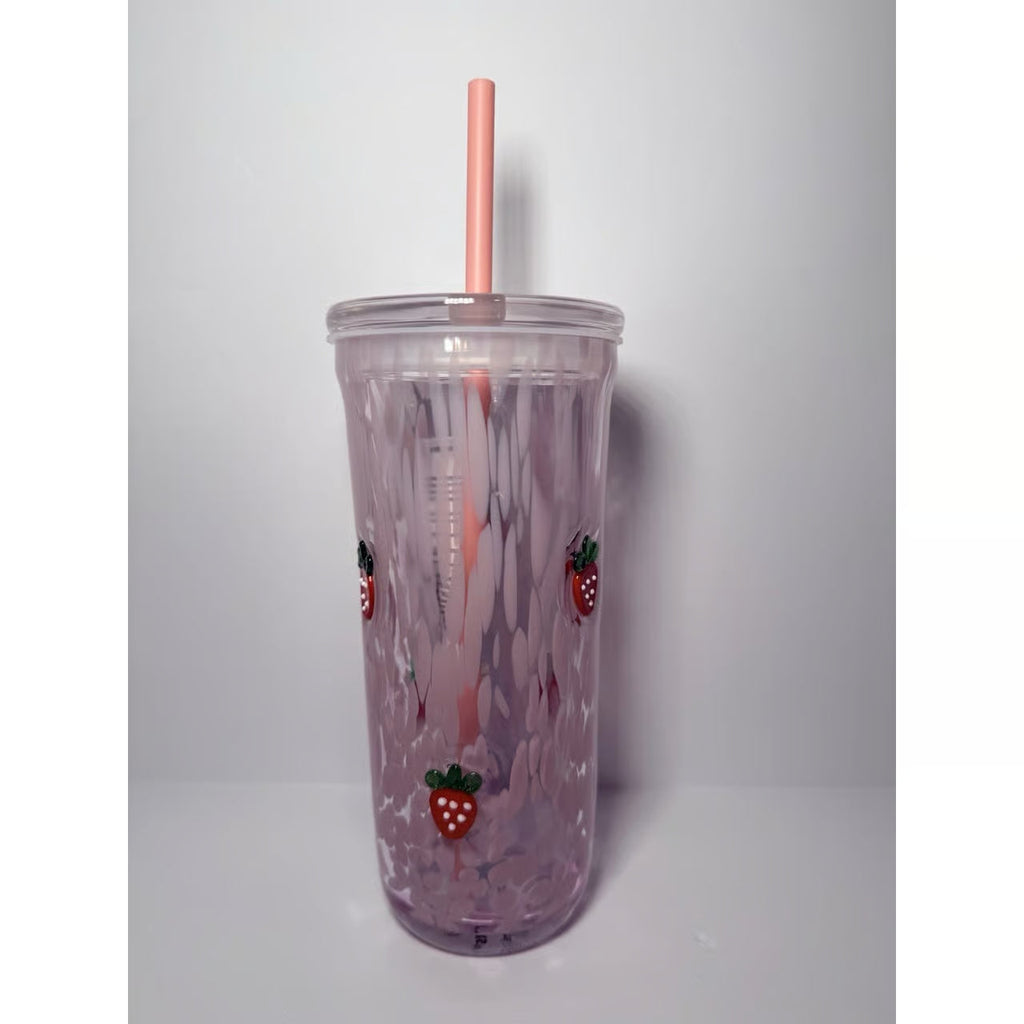 Starbucks Pink Vibes Strawberry Glass Cold Cup — 16oz