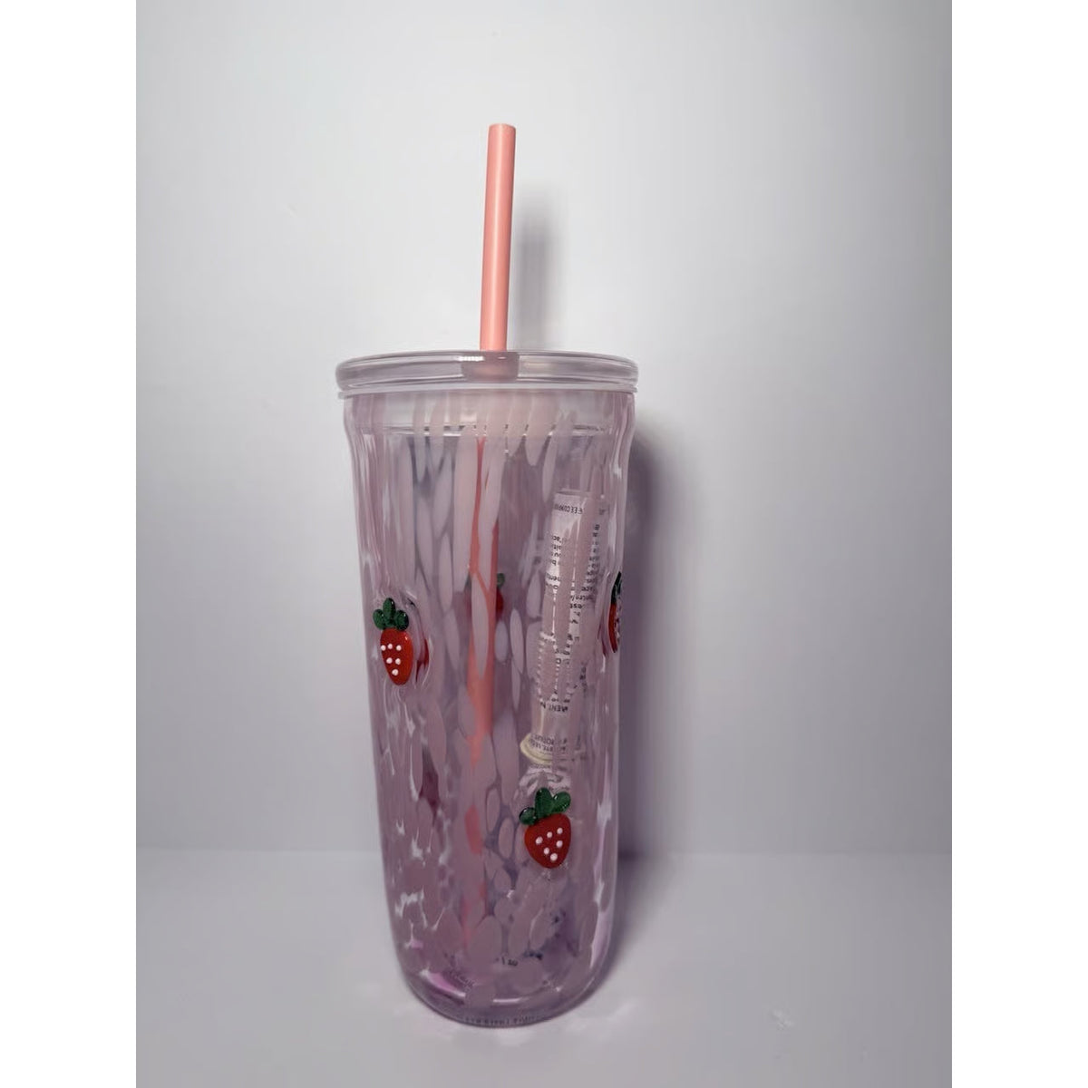 Starbucks Pink Vibes Strawberry Glass Cold Cup — 16oz