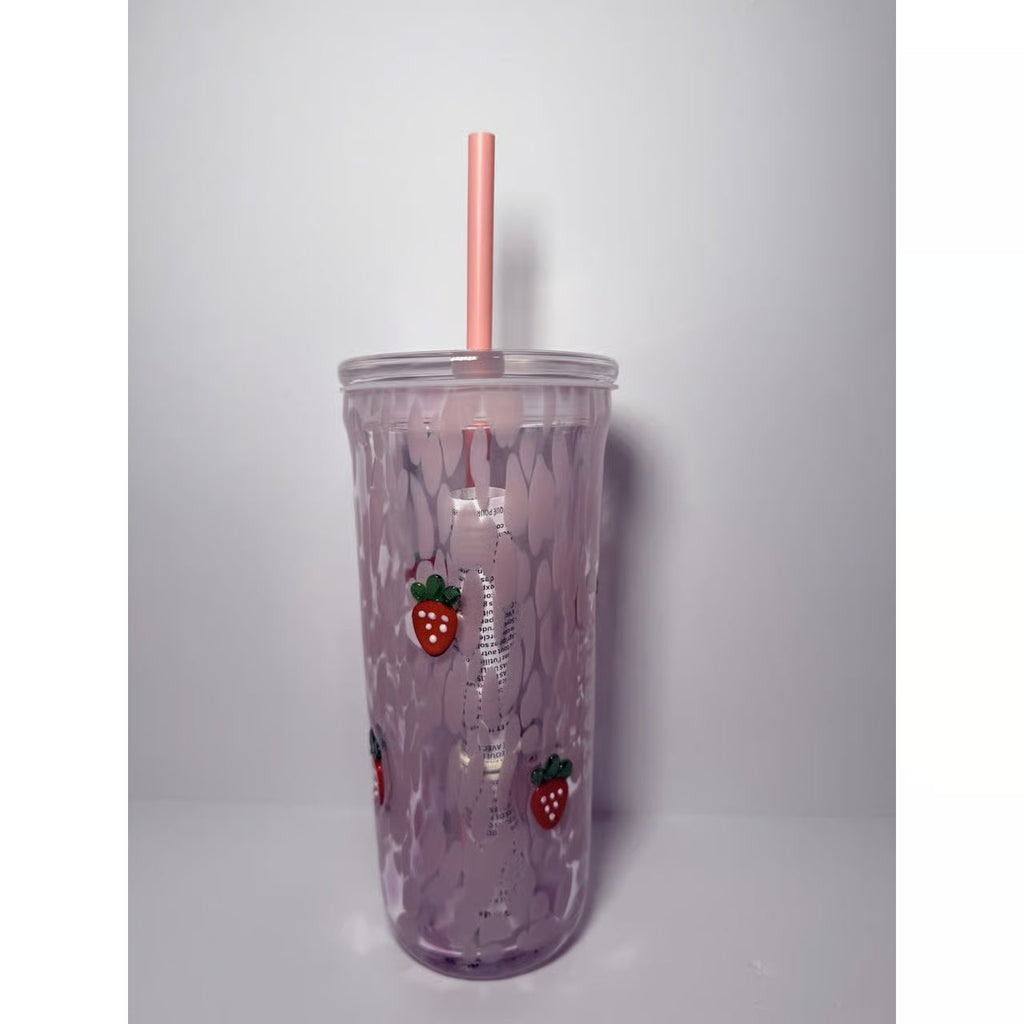 Starbucks Pink Vibes Strawberry Glass Cold Cup — 16oz