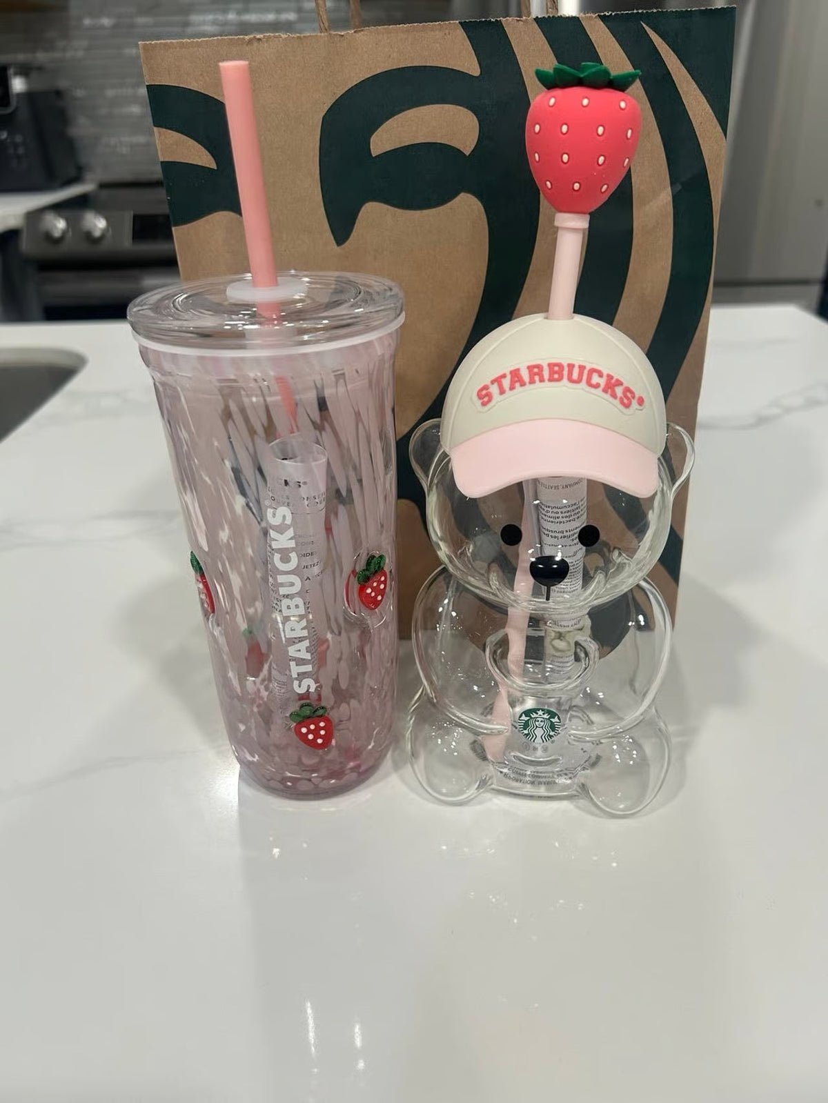 Starbucks 2026 Pink Collection Bearista Bear & Glass Cup Set