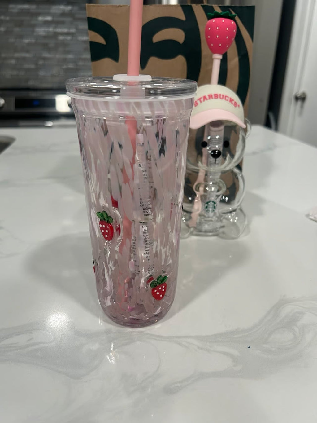 Starbucks 2026 Pink Collection Bearista Bear & Glass Cup Set