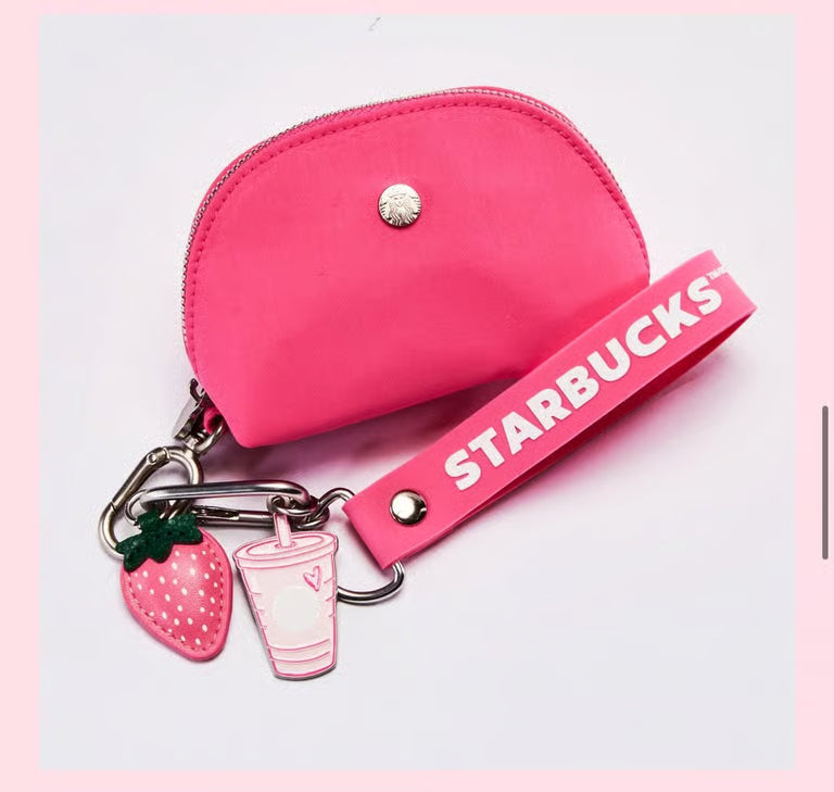 Starbucks Pink Keychain Pouch with Strap