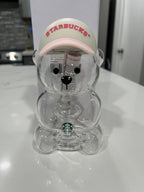 Starbucks 2026 Pink Bearista Glass Cup with Strawberry Topper 20oz