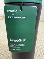 Starbucks x Owala FreeSip 24oz Black Green Insulated Bottle New w/ Tags