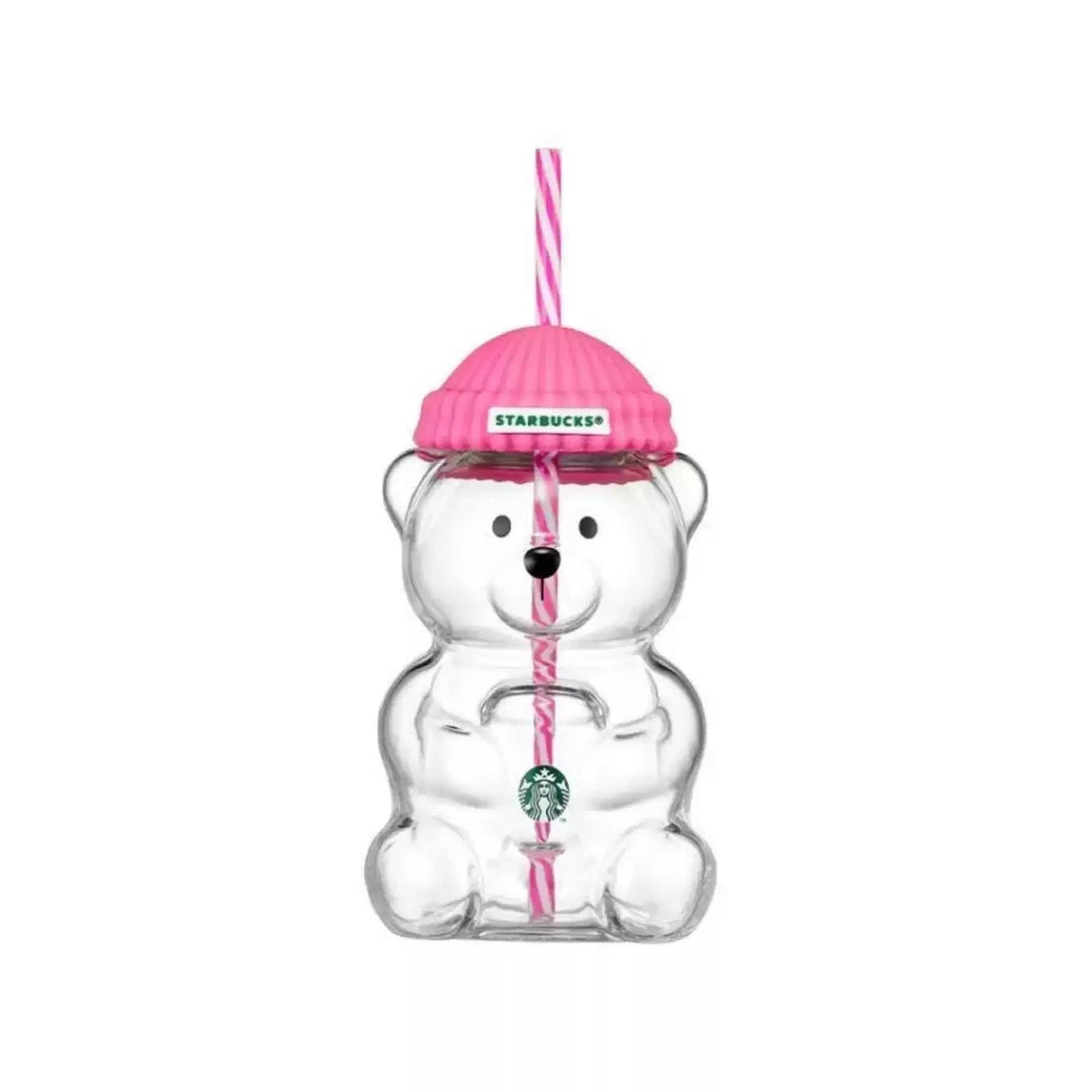 2026 Starbucks Bearista Pink Bear Glass Tumbler Cold Cup with Straw 20oz 591ml