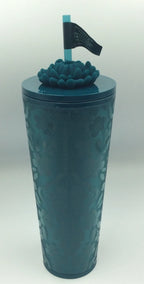 Starbucks Cold Tumbler Fall 2025 Blue/Green Floral Silicone Straw Charm 24oz