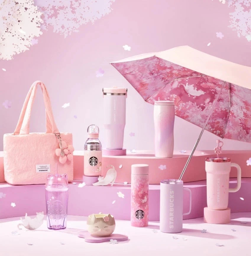 Starbucks Korea 2026 Cherry Blossom Blooming Cat Glass Cold Cup 500ml Limited