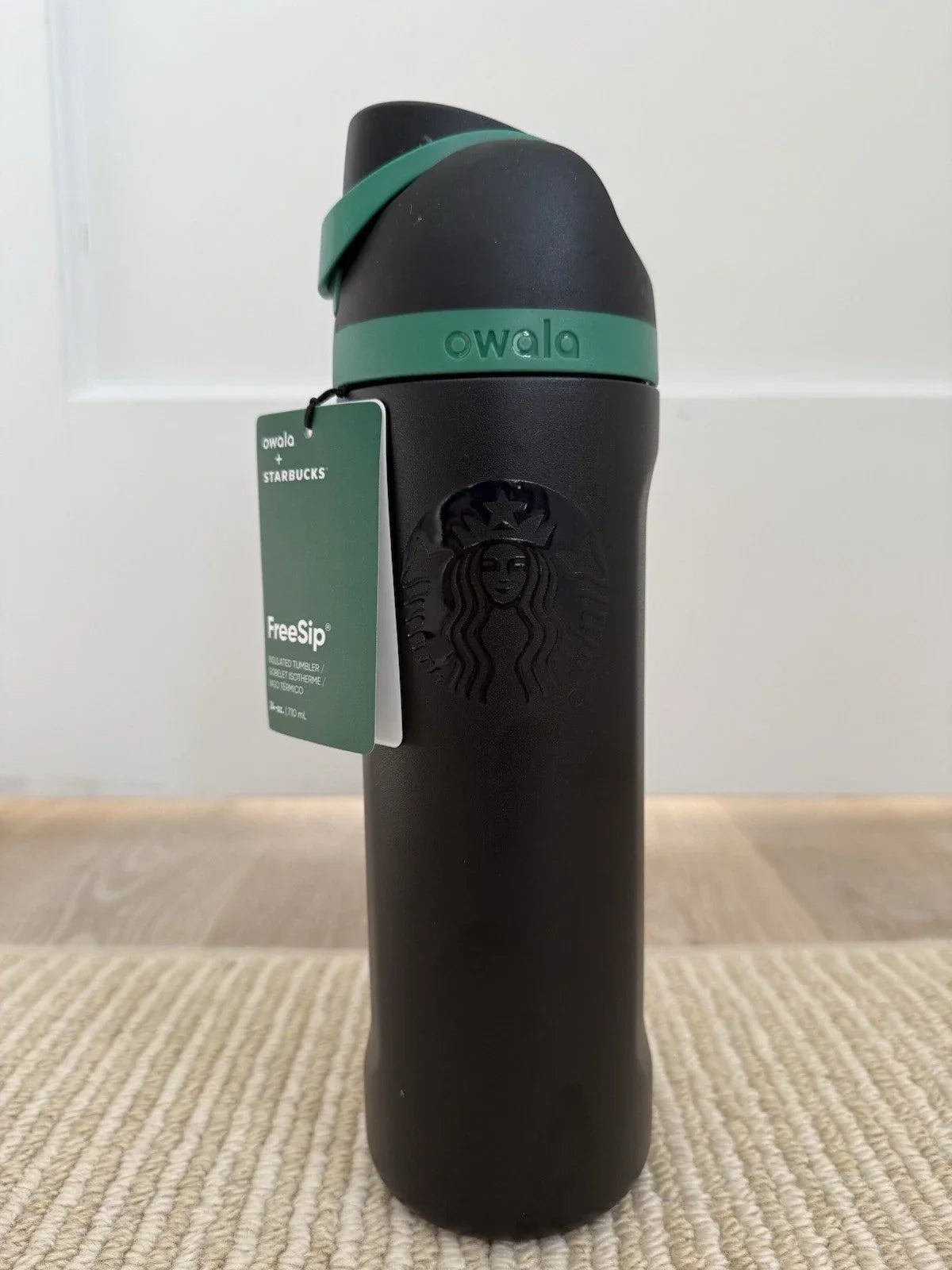 Starbucks x Owala FreeSip 24oz Black Green Insulated Bottle New w/ Tags