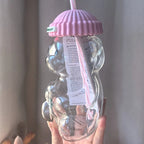 2026 Starbucks Bearista Pink Bear Glass Tumbler Cold Cup with Straw 20oz 591ml