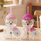 2026 Starbucks Bearista Pink Bear Glass Tumbler Cold Cup with Straw 20oz 591ml