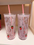 Starbucks Pink Vibes Strawberry Glass Cold Cup 16oz New Collection Cute Gift Mug