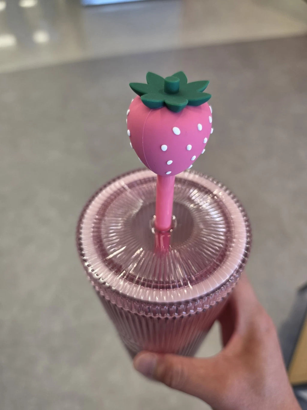 Starbucks 2026 Pink Strawberry Topper Cold Cup 24 Oz
