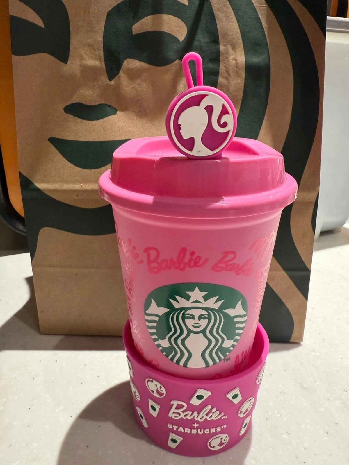 Starbucks X Barbie Reusable Cup Size 16 oz + Cup Sleeve + Stopper 2025