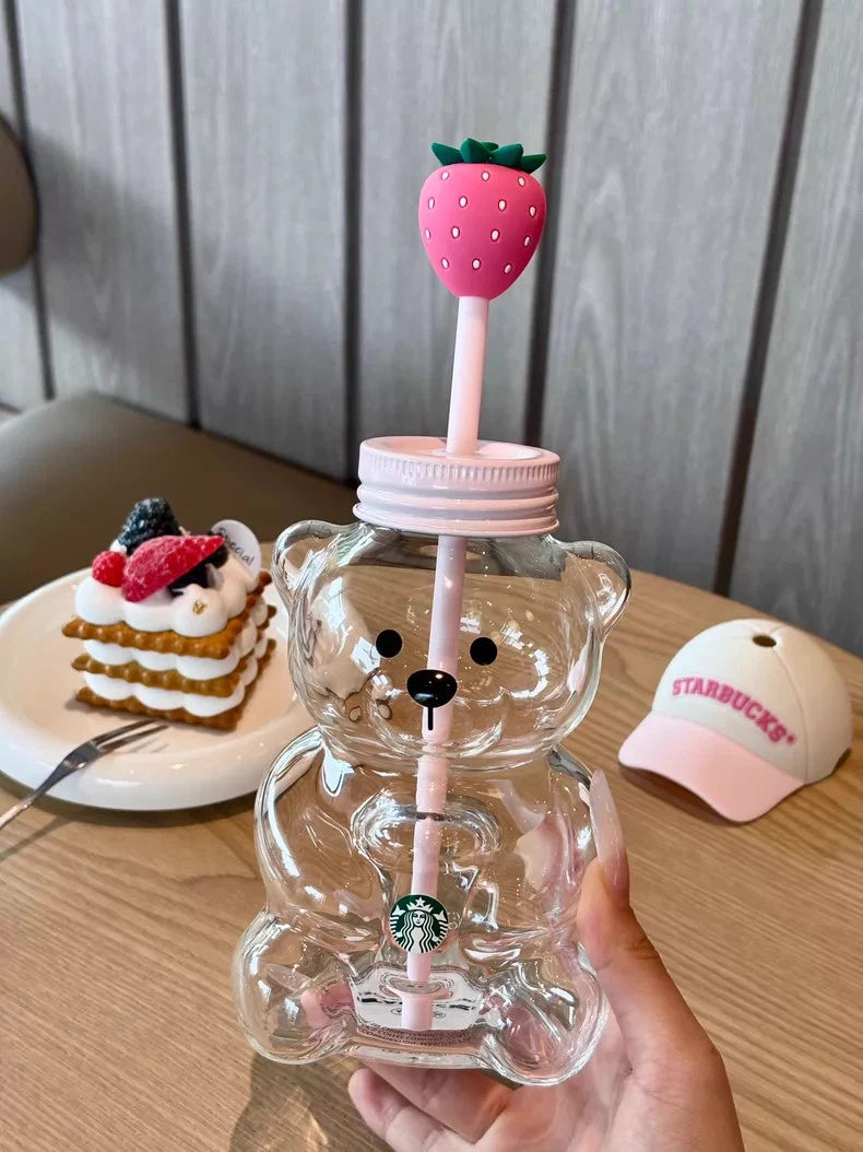 2026 New Starbucks Bearista Bear Cup Tumblers Strawberry Topper Baseball cap hot
