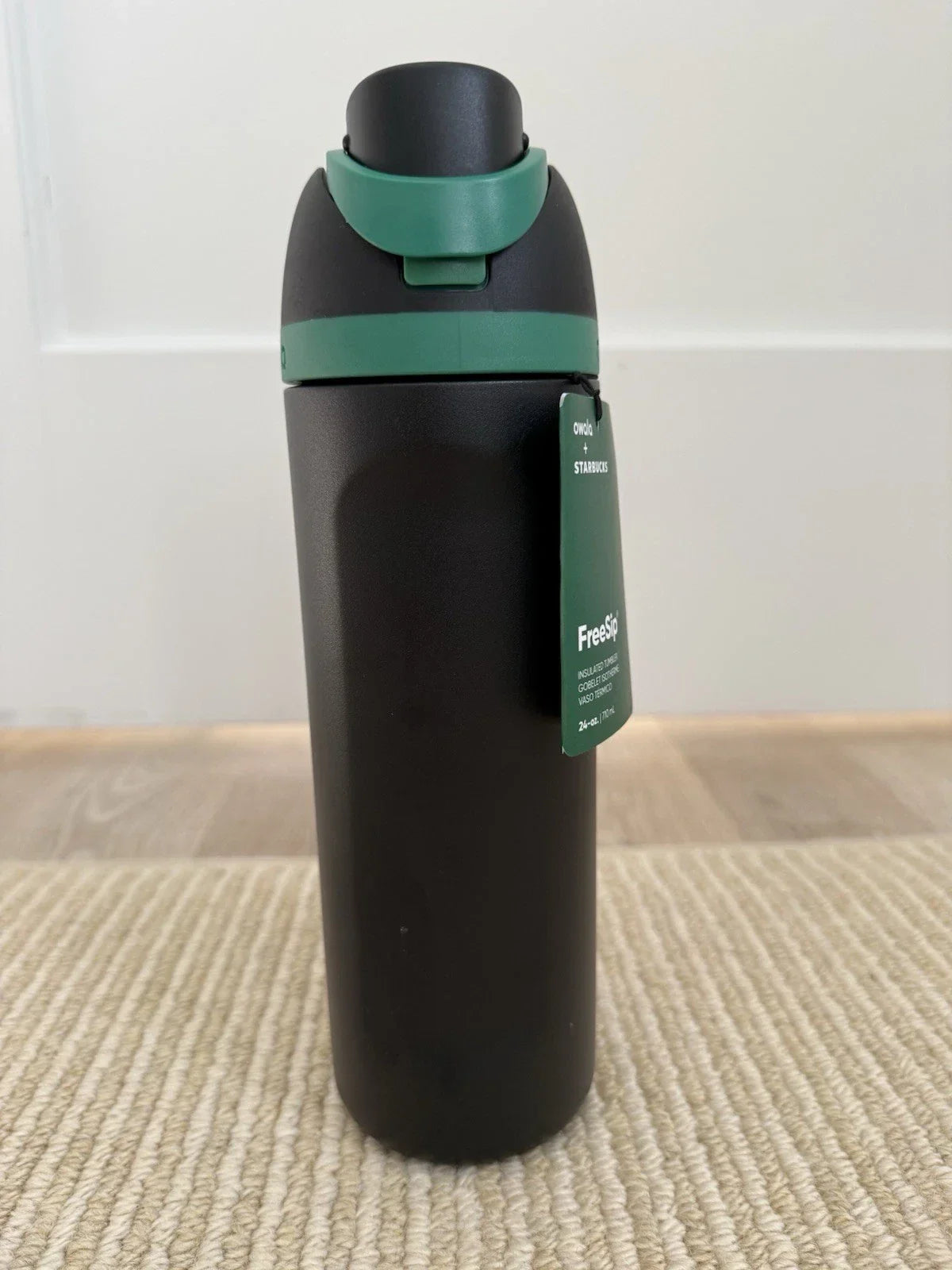 Starbucks x Owala FreeSip 24oz Black Green Insulated Bottle New w/ Tags