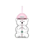2026 Starbucks Bearista Pink Bear Glass Tumbler Cold Cup with Straw 20oz 591ml