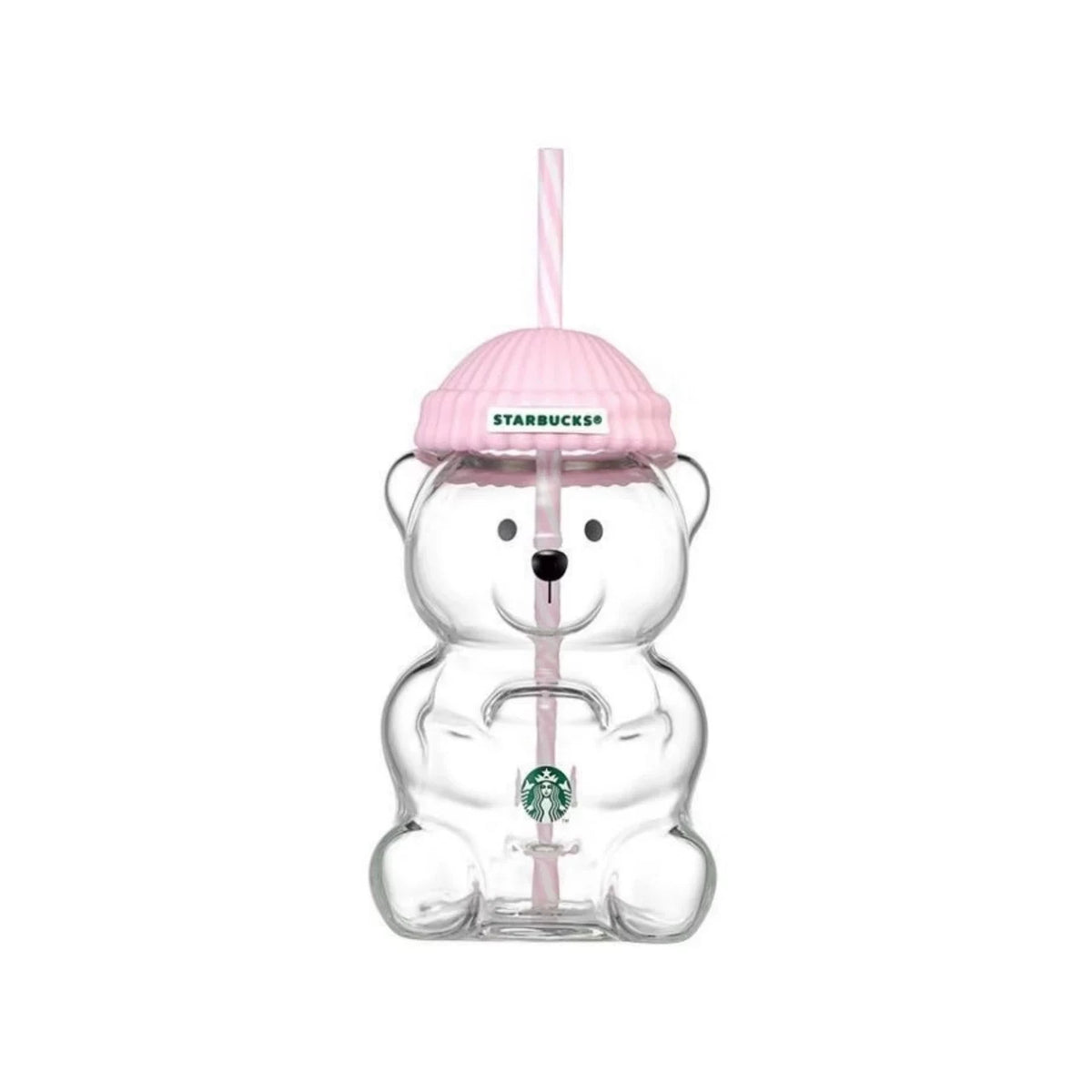 2026 Starbucks Bearista Pink Bear Glass Tumbler Cold Cup with Straw 20oz 591ml